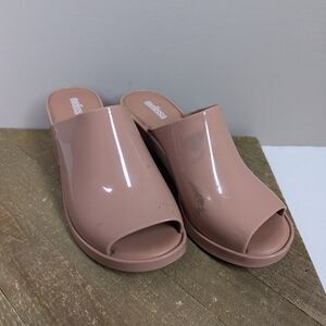 Melissa Nude Platform Slides Women’s Size 7 – Peep Toe Slip-On Sandals